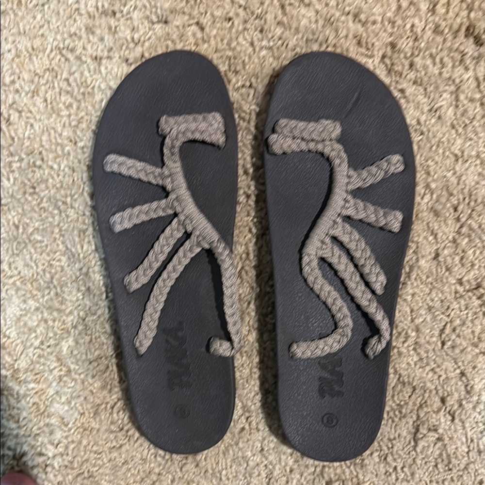 Black and Tan Rope Sandals